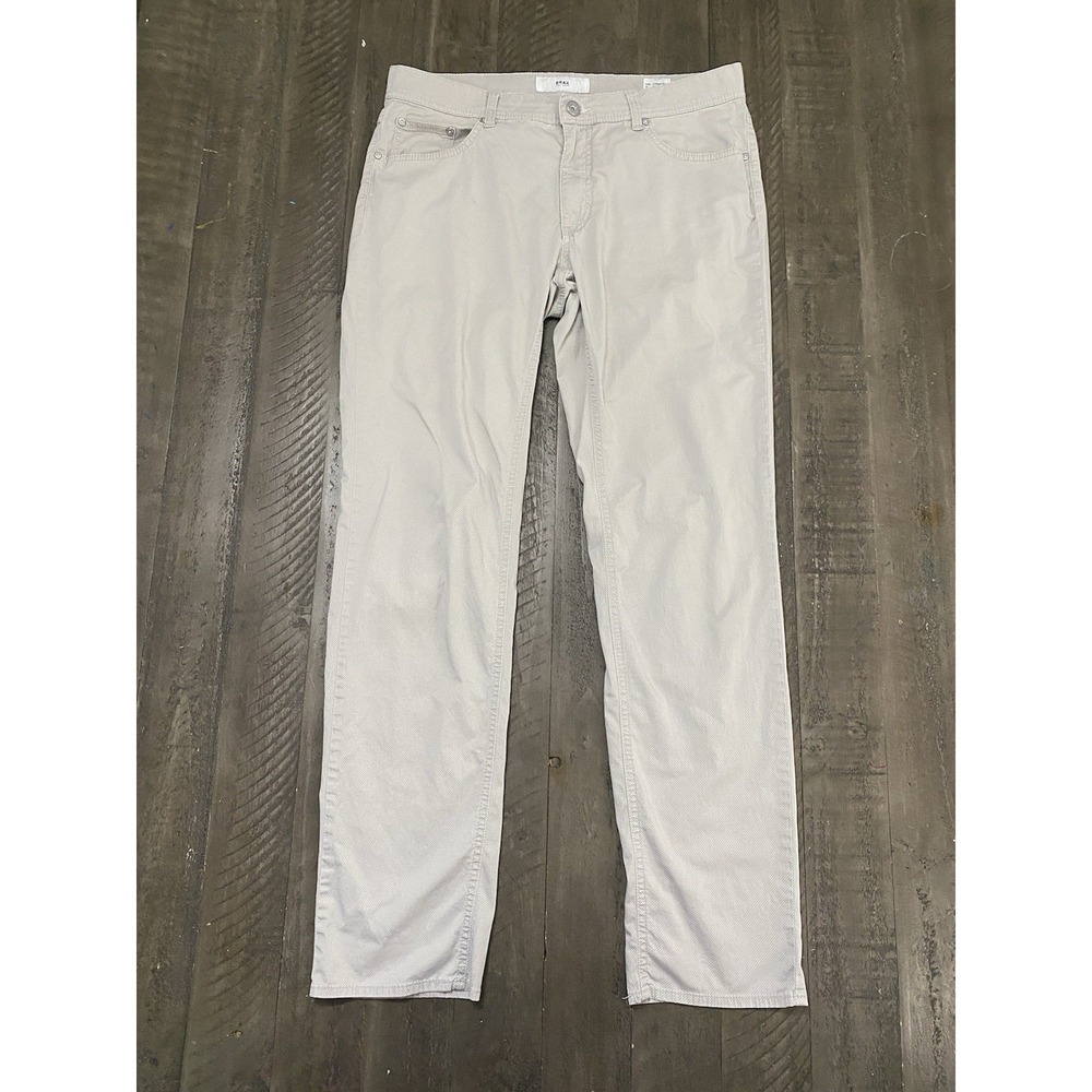 Brax Cooper Fancy Regulart Fit Pants Mens 34 x 32 Gray Lightweight Chino Pockets